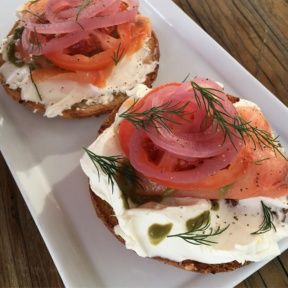 Gluten-free smoked salmon bagel from Powerplant Superfood Cafe
